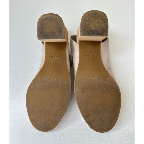 Cole Haan Callista Suede Open Toe Slingback Perforated Sandal Beige Summer 8 - Picture 8 of 8